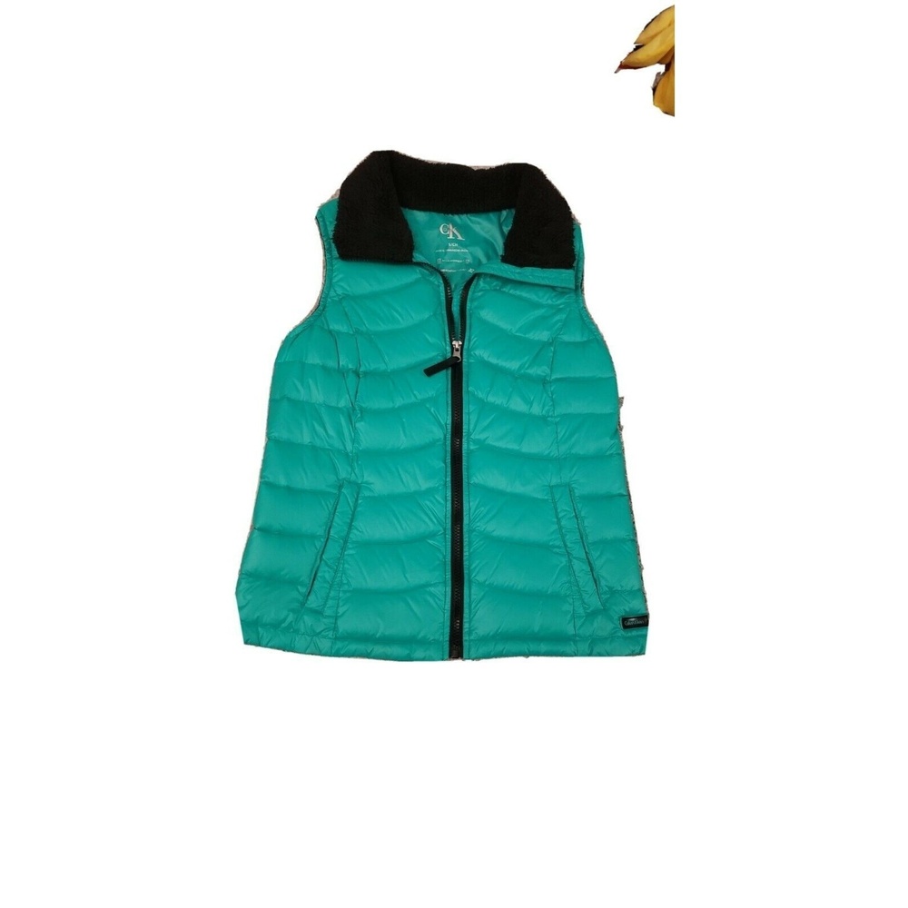 CALVIN KLEIN‎ PUFFER JACKET VEST TEAL GREEN WIND RESISTANT